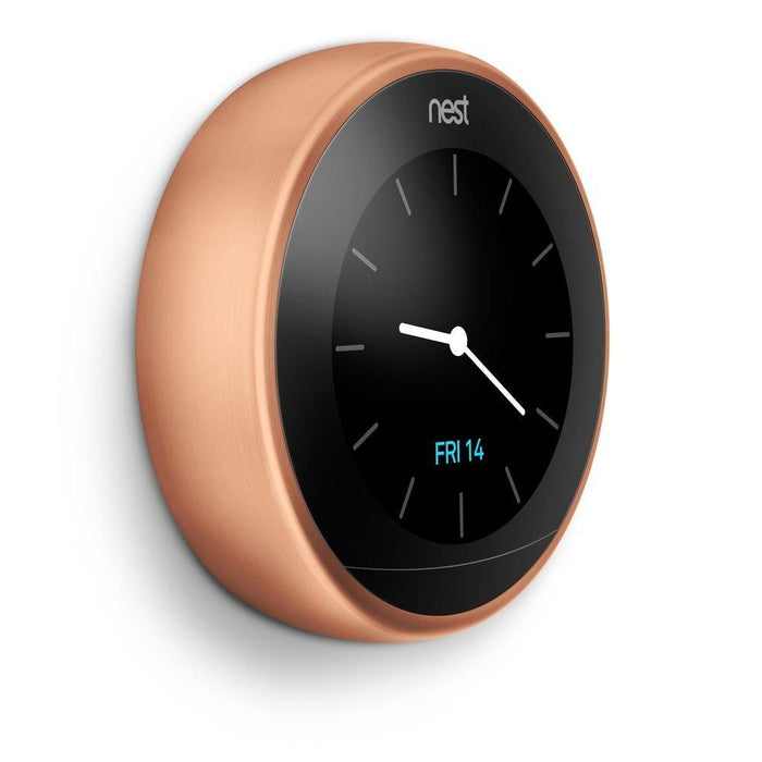 Google Nest 3rd Gen Learning Thermostat (Copper) Bundle with Smart Speaker (Sand)