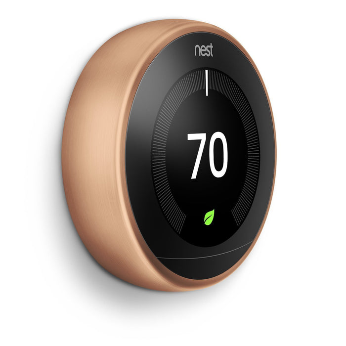 Google Nest 3rd Gen Learning Thermostat (Copper) Bundle with Smart Speaker (Sky)