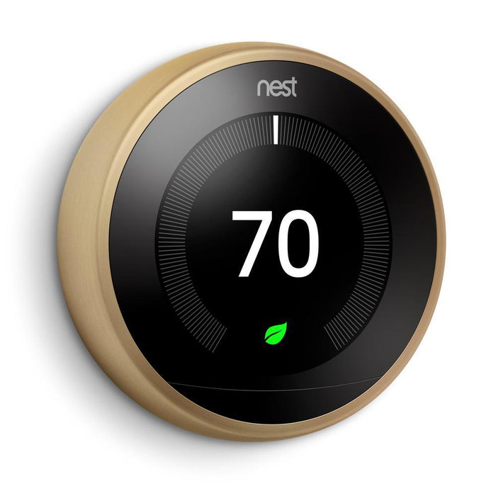 Google Nest 3rd Generation Learning Thermostat (Brass) T3032US +Audio Smart Speaker Charcoal