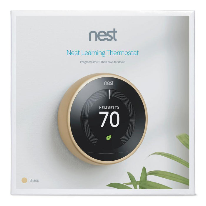 Google Nest 3rd Generation Learning Thermostat (Brass) T3032US + Audio Smart Speaker Sage