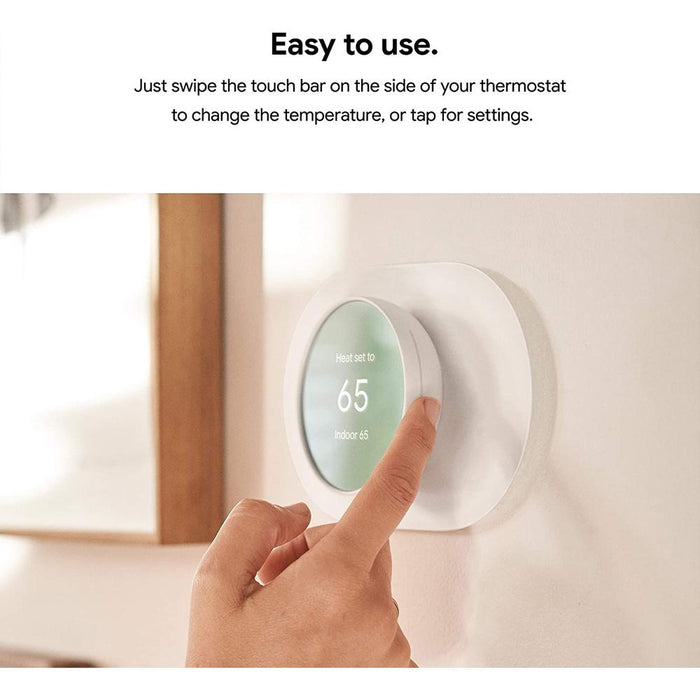 Google Nest Programmable Smart Wi-Fi Thermostat for Home (Snow) - GA01334-US - Open Box