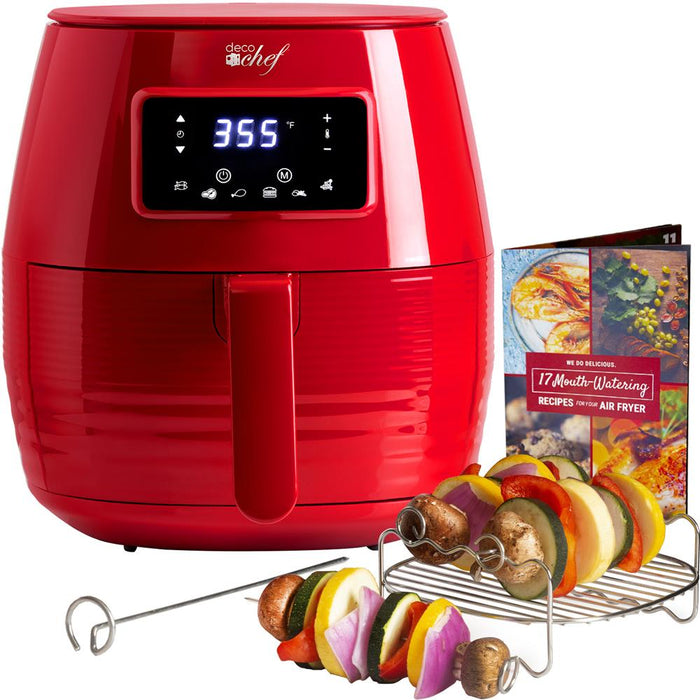 Deco Chef Digital 5.8QT Electric Air Fryer Healthier Cooking Red - Renewed