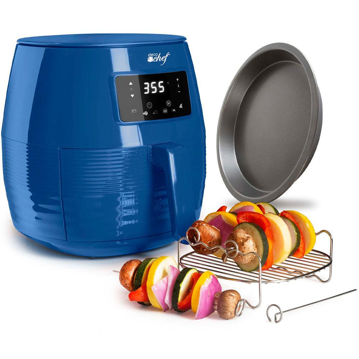 Deco Chef Digital 5.8QT Electric Air Fryer Healthier Cooking Blue - Renewed