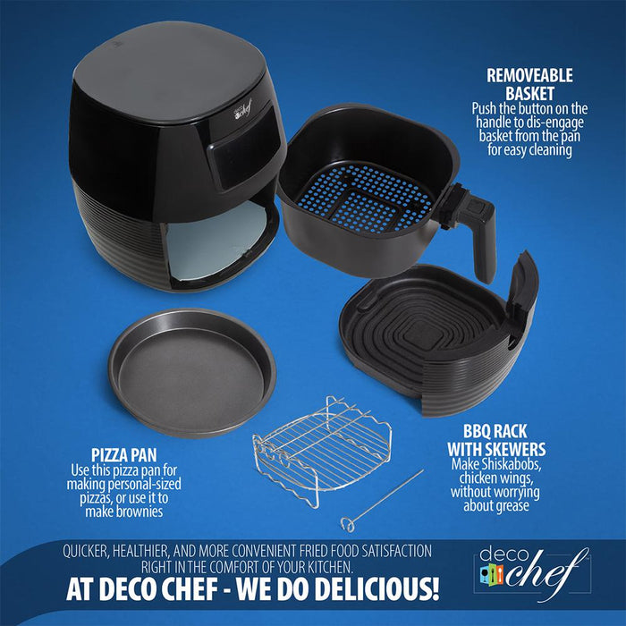Deco Chef Digital 5.8QT Electric Air Fryer Healthier Cooking Black - Renewed