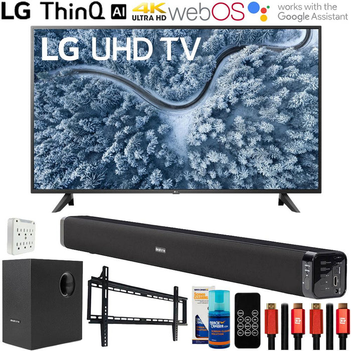 LG 65 Inch UP7000 4K LED UHD Smart webOS TV 2021 with Deco Gear Home Theater Bundle