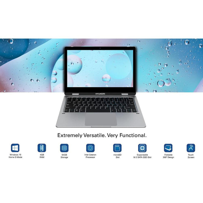 Hyundai HyFlip 13.3" Intel Celeron N3350 4/64GB 2-in-1 Laptop +64GB Warranty Pack