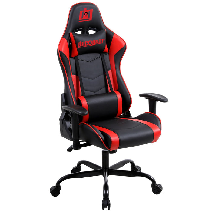 Deco Gear Ergonomic Foam Gaming Chair with Adjustable Head and Lumbar, Red - Refurished