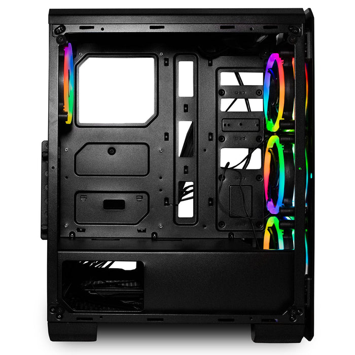 Deco Gear Mid-Tower PC Gaming Computer Case, Full Tempered Glass, LED Lights - Refurbished