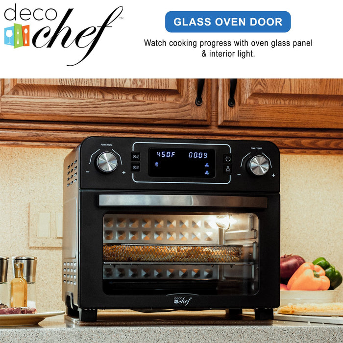 Deco Chef 24QT Stainless Steel Countertop Toaster Air Fryer Oven, Black - Refurbished