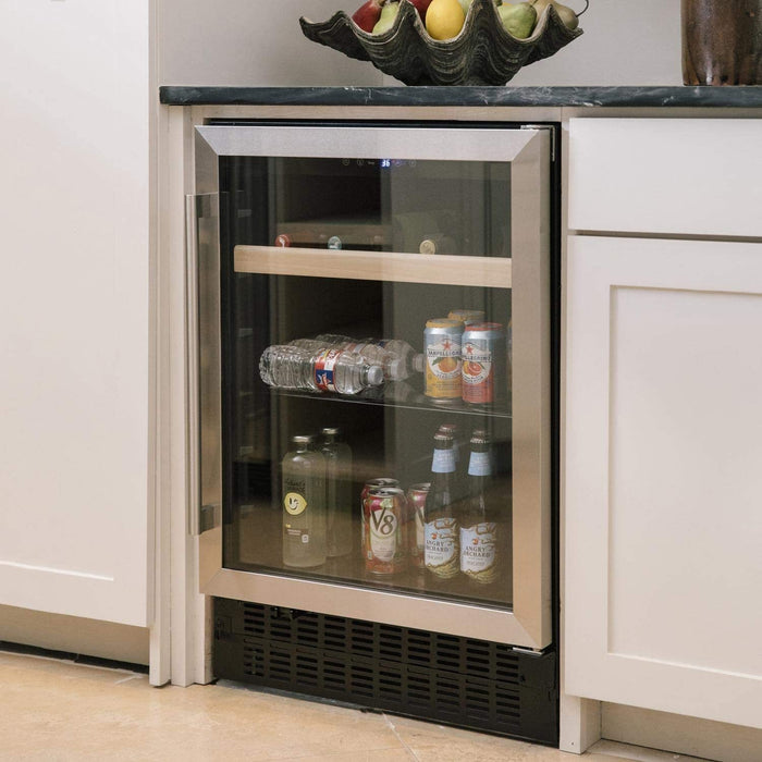 Azure 24" Beverage Center 1.0 Cooler with Stainless Steel Trim Glass Door - A124BEV-S