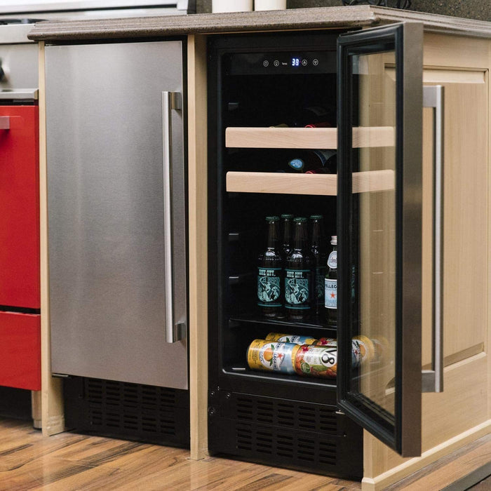 Azure 15" Beverage Center 1.0 Cooler + Stainless Steel Trim and Glass Door - A115BEV-S