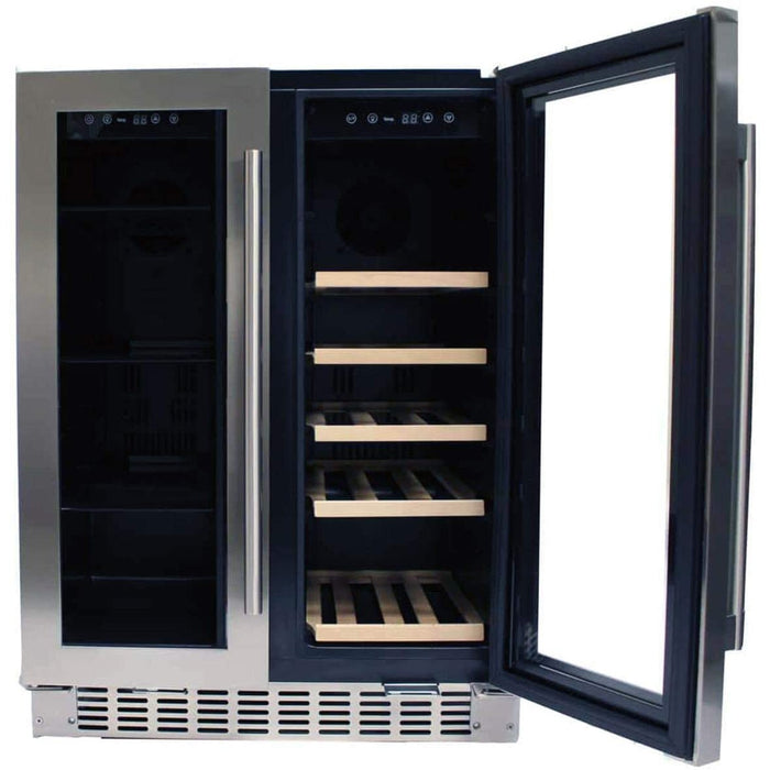 Azure Dual Zone Beverage/Wine Center with Glass Stainless Steel French Doors, A124DZ-S