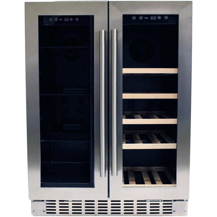 Azure Dual Zone Beverage/Wine Center with Glass Stainless Steel French Doors, A124DZ-S
