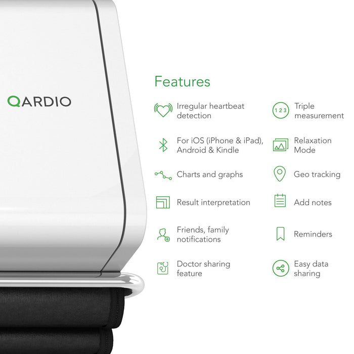 Qardio Arm Wireless Smart Blood Pressure Monitor (White) with Black Smart Scale Bundle