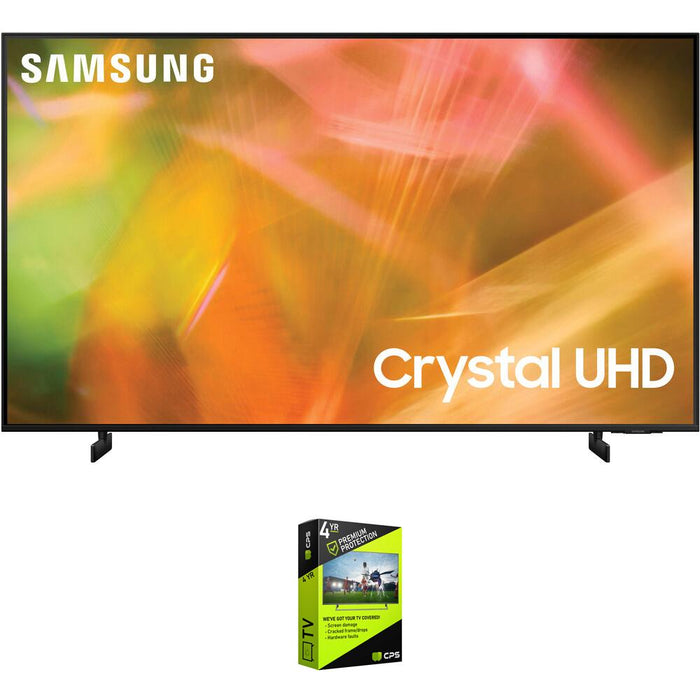 Samsung UN50AU8000 50 Inch 4K Crystal UHD Smart LED TV 2021 + Premium Warranty Bundle
