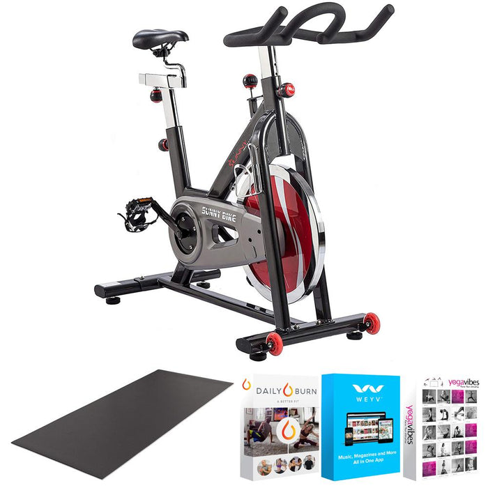Sunny Health and Fitness SF-B1002 Belt Drive Indoor Cycling Bike + Software Bundle