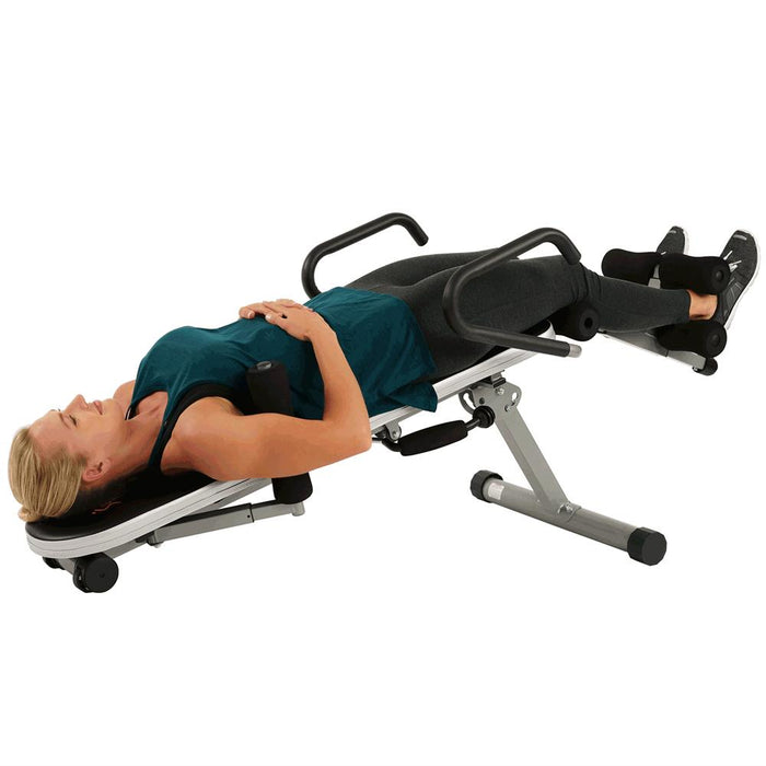 Sunny Health and Fitness Invert Extend N Go Back Stretcher Bench+Earbuds Bundle