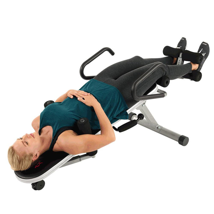 Sunny Health and Fitness Invert Extend N Go Back Stretcher Bench+Earbuds Bundle