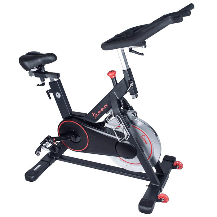 Sunny Health and Fitness Magnetic Belt Drive Indoor Cycle with Earbuds Bundle