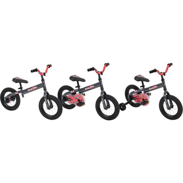 Huffy Grow 2 Go Kids Bike,Balance to Pedal (Red 22301) w/ Wearable Light + More Bundle