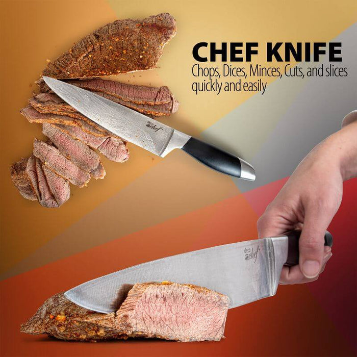 Deco Chef Digital 5.8QT Electric Air Fryer (Red) Bundle with Gourmet 12-Piece Knife Set