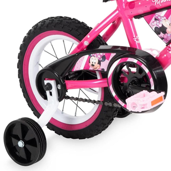 Huffy Disney Minnie Mouse Girls' Bike w/ Training Wheels, 12-inch +Accessories Bundle