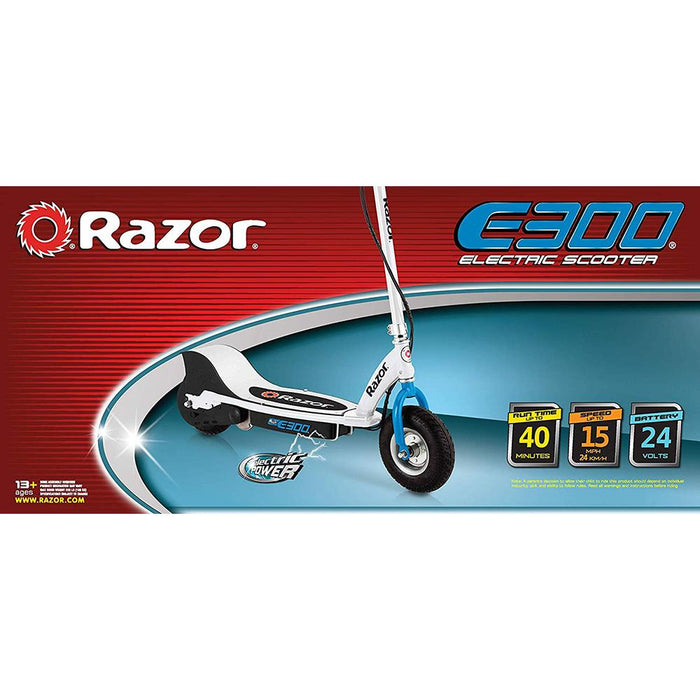 Razor 24 Volt Electric 250-Watt Motorized Scooter White/Blue + Rear Light System