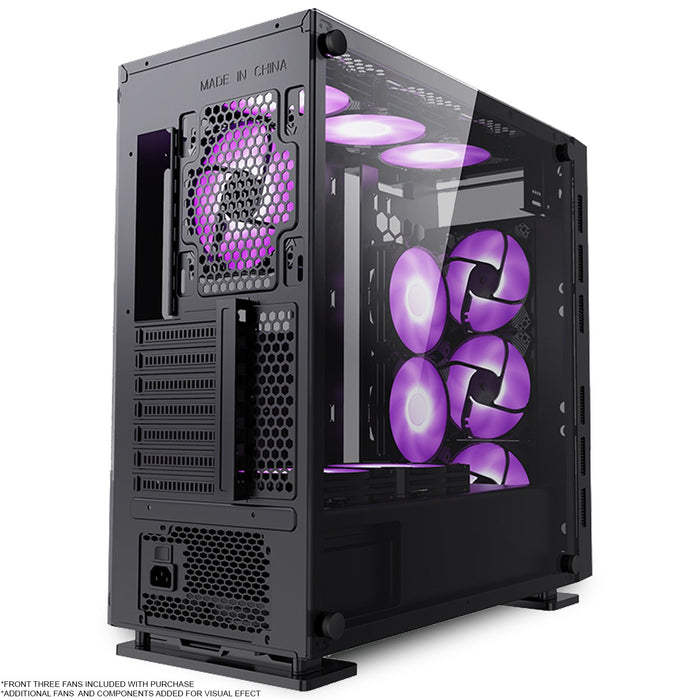 Deco Gear Mid-Tower PC Case with 3 Sided Tempered Glass, 3 RGB Cooling Fans and Controller