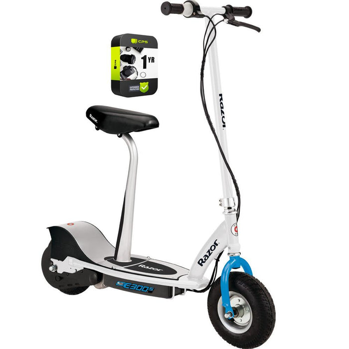 Razor Seated Electric Scooter in White & Blue with 1 Year Extended Warranty