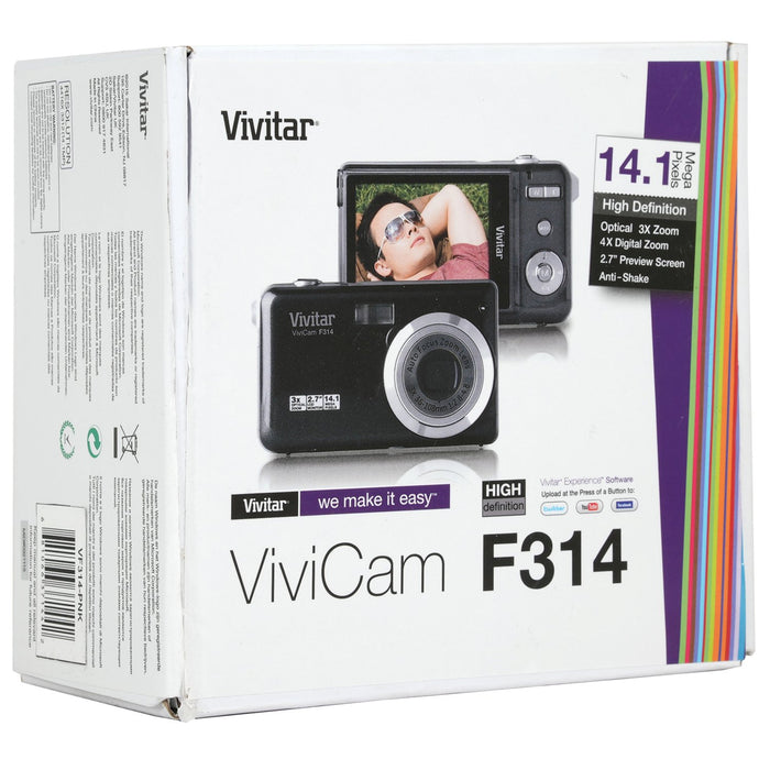 Vivitar Vivicam F314 14.1 MP 2.7" Screen Digital Camera and Camcorder - Pink