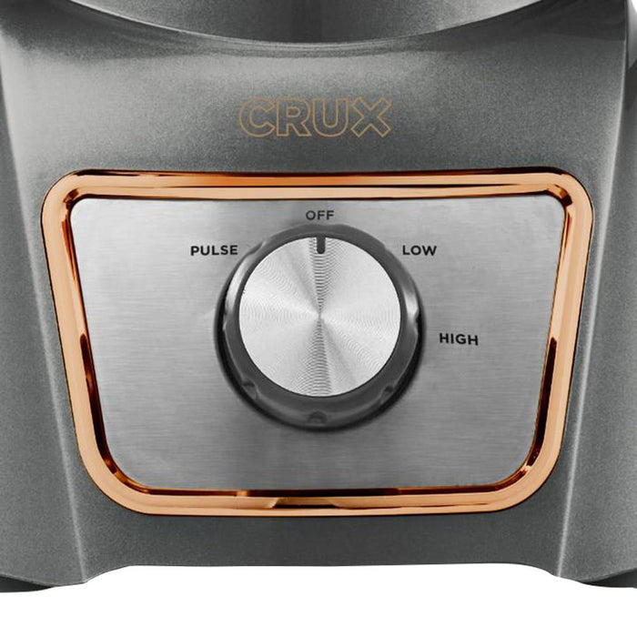 Crux 14791 8-Cup 500-Watt Food Processor, Grey/Copper