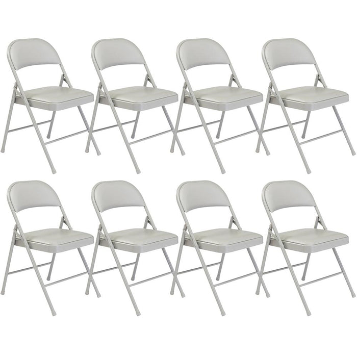 National Public Seating Commercialine Padded Steel Folding Chair Grey Pack of 8