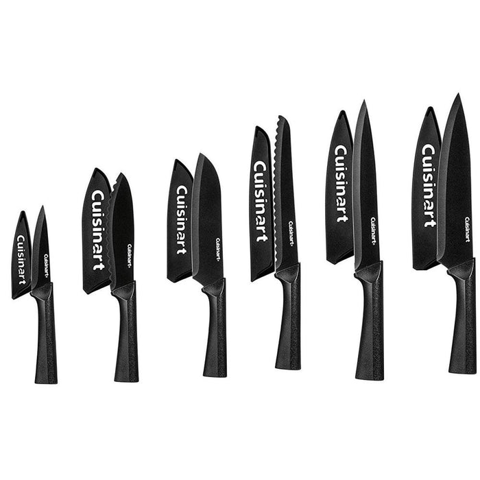 Cuisinart C55-12PMB 12Pc 6 Knife Set w/ Blade Guards Black +Safety Gloves +Knife Sharpener