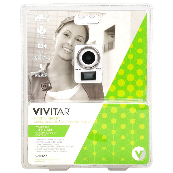 Vivitar DVR906HD Lifecam - Digital Lifelogger Wearable HD Camcorder (White)