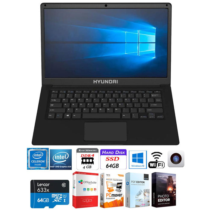 Hyundai Thinnote-A 14.1" Intel Celeron N3350 4/64GB Laptop + 64GB Software Pack
