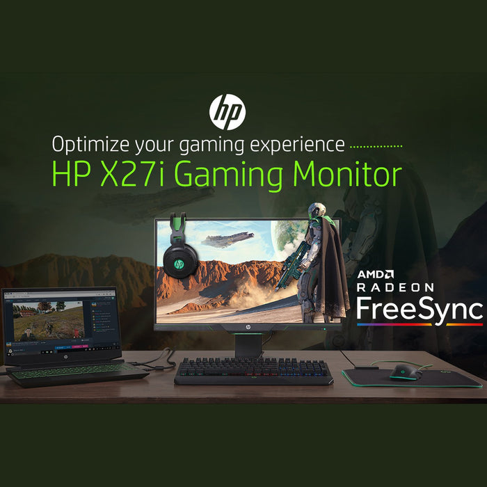 Hewlett Packard X27i 27" QHD IPS 1440p 144hz 2K Gaming Monitor with AMD FreeSync - 8AG16AA#ABA