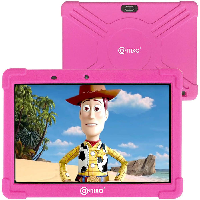 Contixo 10" Kids Tablet, IPS, 2GB/32GB, Dual Cameras, Android, Digital Pen - Pink