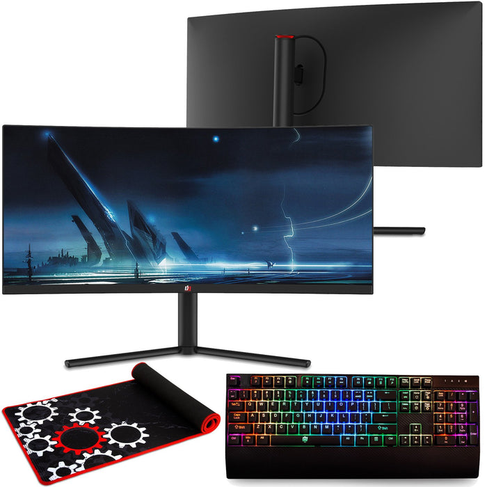 Deco Gear 27" 2560x1440 VA Curved Monitor + Bonus Mechanical Keyboard + Extended Mouse Pad