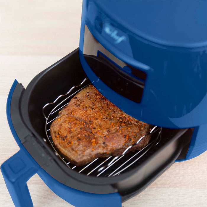 Deco Chef Digital 5.8QT Electric Air Fryer Healthier Cooking Blue + 6-Pcs Knife Set Black
