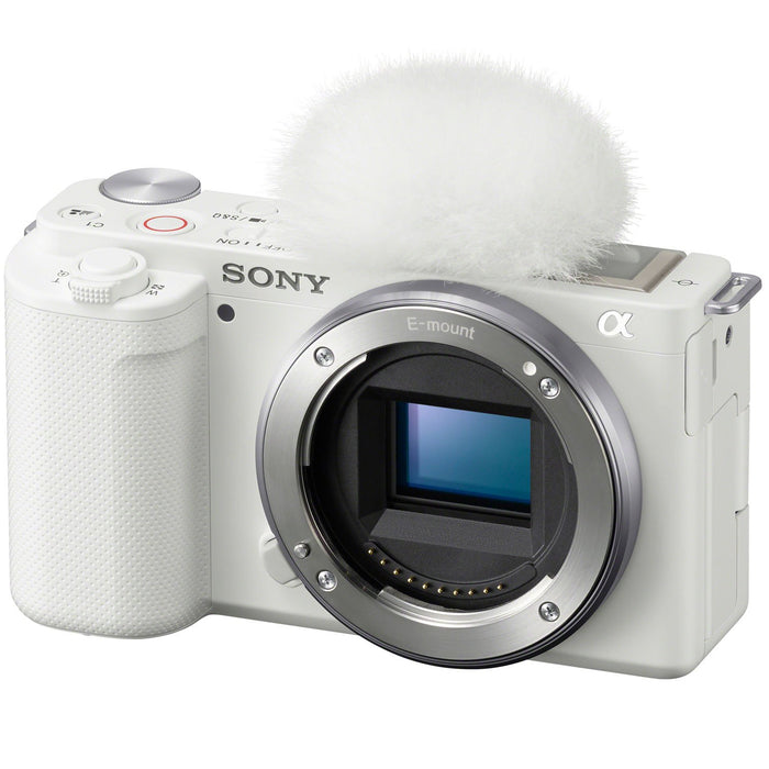 Sony ZV-E10 Mirrorless Alpha APS-C Interchangeable Lens Vlog Camera Body White Bundle