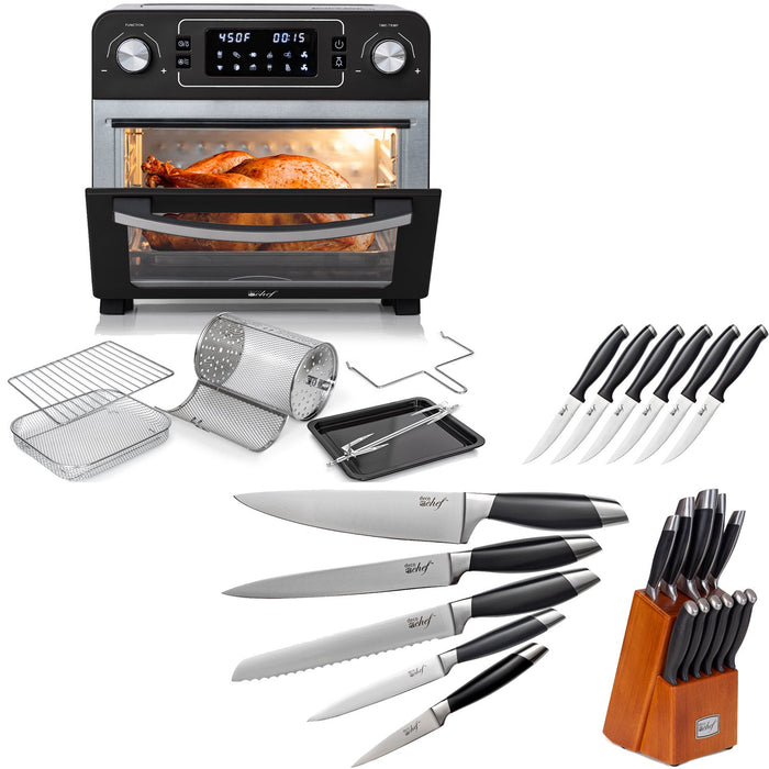 Deco Chef 24QT Countertop Toaster Air Fryer Oven + Bonus Deco Chef 12 Piece Knife Set