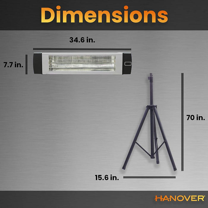 Hanover HAN1041IC 34.6" Electric Carbon Infrared Heater, Tripod and Remote, Silver
