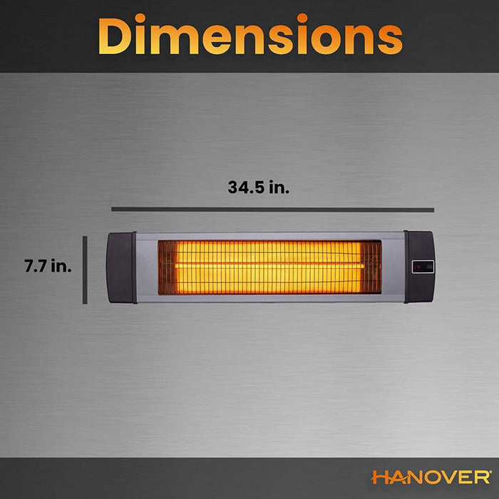 Hanover HAN1041IC 34.6" Electric Carbon Infrared Heater with Remote, Silver