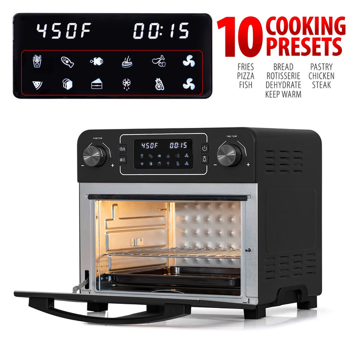 Deco Chef 24QT Countertop Air Fryer Oven, Black + Bonus Deco Chef 16 Piece Knife Set