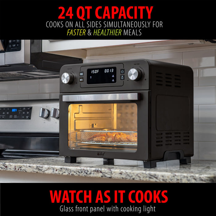 Deco Chef 24QT Countertop Air Fryer Oven, Black + Bonus Deco Chef 16 Piece Knife Set