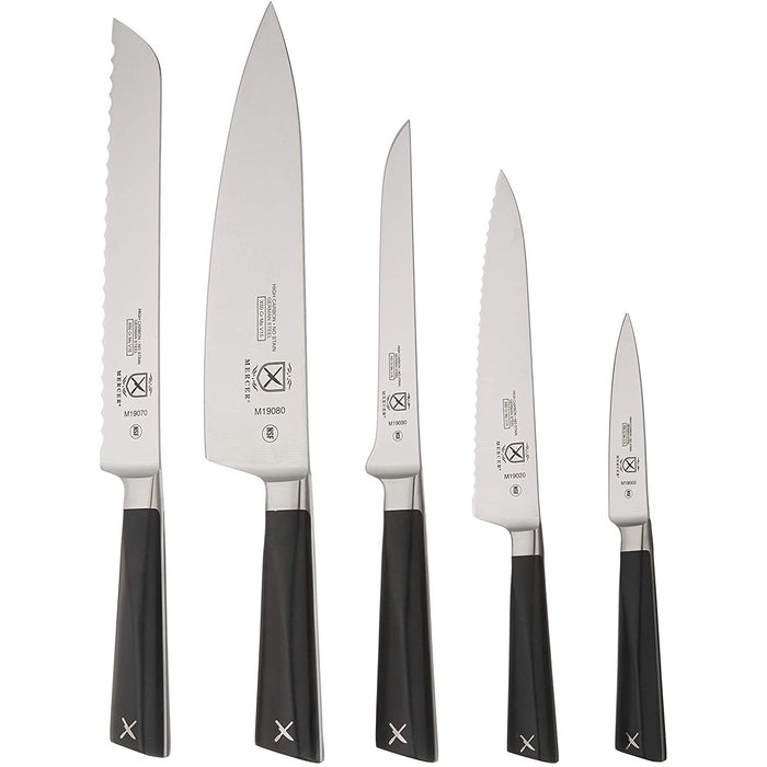 Mercer Culinary Zum 6-Piece Forged Stainless Steel Knife Set with Tempered Glass Block - M19100