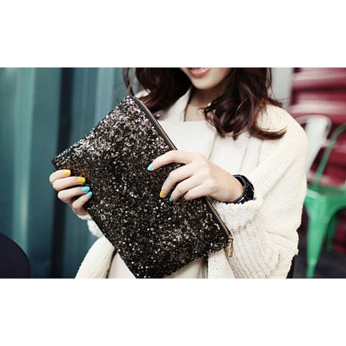 Glambag Sequin Popper Handbag Clutch - Black