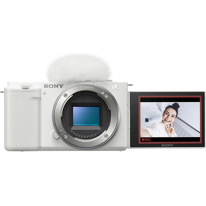 Sony ZV-E10 Mirrorless Camera Body + Deco Gear Vlogger Accessories Kit White Bundle