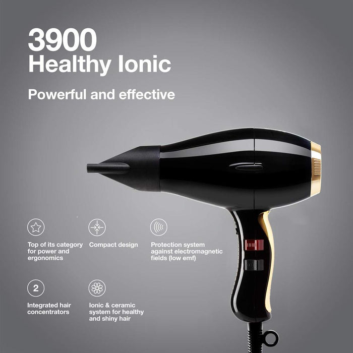Elchim 3900 Healthy Ionic Black & Gold Hair Dryer 249790007 - Open Box