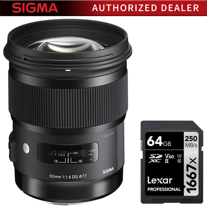 Sigma 50mm f/1.4 DG HSM ART Lens for Canon EF Mount DSLR Cameras (Renewed) +64GB Card